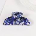 Große Haarklammer aus Acetat mit blau-schwarzem Marmormuster für Damen - Blau-Schwarz Marmor Stil (C14-1-4)