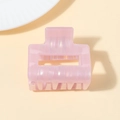Pinza para el pelo cuadrada rosa irisada para mujer hecha de acrílico de calidad - Pinza Cuadrada Mediana (D11-2-18) / Irisado Rosa Perlado