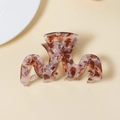 Elegant amber tortoise shell hair claw clip with unique wavy design for women - Dark Tortoiseshell (C9-4-6)