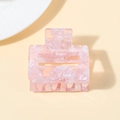 Pinza para el cabello rectangular grande rosa jaspeado con acabado de acetato brillante - Pinza Cuadrada Mediana (D11-2-20) / Patrón de mármol rosa