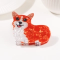 Cute Corgi dog hair claw clip in orange and white marbled acetate for women - Corgi Shape (D13-3-12)