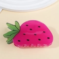 Pince à cheveux fraise créative en rouge rose translucide avec feuille verte - Style Fraise (D6-2-14)