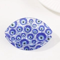 Französische Haarspange mit blauem Teufelsauge aus schillerndem Acetat-Material - Gestapeltes Blau Weißes Augen Totem Stil (C18-4-15)