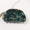 Elegante pinza per capelli con motivo in marmo smeraldo e accenti dorati per capelli folti - Motivo Foglia d'Oro Verde Scuro (C6-1-24)