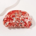 Pinza per capelli in acetato rosso floreale con trama in marmo vintage ed elegante - Marmo Floreale Rosso Rosa (C6-1-25)