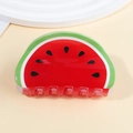 Pince à cheveux motif pastèque avec finition brillante rouge et verte - Style Pastèque (D6-2-9)
