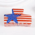 Pinza per capelli in PVC con design bandiera americana e strisce rosse e bianche - Pinza Incurvata Grande (C11-3-12)