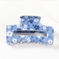 Pinza per capelli rettangolare azzurra con elegante motivo floreale a fiori - Stile Fiori Piccoli Blu Chiaro (D22-4-19)
