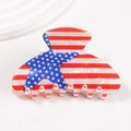 Pinza per capelli Giorno dell'Indipendenza con motivo bandiera USA e finitura perlata - Pinza Incurvata (C11-3-8)
