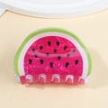 Cute watermelon hair claw clip made of marble texture acetate in pink and green - Pink Flesh Watermelon Style (D6-2-12)