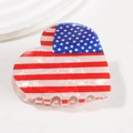 Heart shaped hair claw clip with American flag pattern and pearlescent finish - Pearl Heart Claw Clip (C11-3-10)