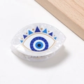Eleganter Haarklammer mit bösem Blick in Blau und Weiß mit goldener Textur - Lichtauge A (D8-2-21)