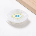 Haarklammer mit weißem Marmormuster und blauem Evil Eye Design aus Acetat - Lichtauge B (D8-2-20)