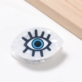 Pinza per capelli malocchio con trama in marmo bianco e dettaglio occhio blu - Occhio di Luce C (D8-2-24)