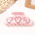 Pinza per capelli effetto marmo rosa con strass a cuore per acconciature eleganti - Stile Cuore Marmorizzato Rosa Pesca (C3-1-26)