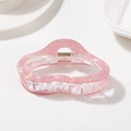 Molla per capelli rosa perla a forma di onda con finitura lucida e metallo dorato - Rosso Begonia