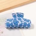 Pince à cheveux rectangulaire œil bleu en acétate pour coiffures élégantes femmes - Base Blanche Mauvais Œil Multi-Taille