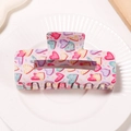 Molla per capelli rettangolare rosa con cuori colorati per una coda di cavallo elegante - Design Cuore Graffiti Rosa Chiaro / Cuore Graffiti Rosa Emozionante (C2-4-19)