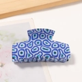 Pince à cheveux rectangulaire motif Oeil Bleu en acrylique pour coiffures élégantes femme - Base Blanche Mauvais Œil Irrégulier
