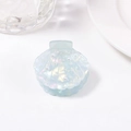 Elegant iridescent blue shell hair claw clip with pearl accents for women's hairstyle - Shell Pearl Style / Ocean Blue