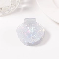 Elegant shell-shaped hair claw clip with pearl white iridescent finish and faux pearls - Shell Pearl Style / Cold Blue