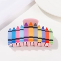 Creative multi-color crayon hair claw clip made of durable acrylic for high ponytails - Colorful Crayon Style (C15-4-17)
