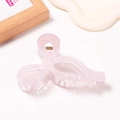 Iridescent light pink bow hair claw clip with golden spring for elegant styling - Haze Purple