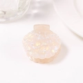 Elegant small iridescent pink shell hair claw clip with white pearls for women - Shell Pearl Style / Honey Yellow