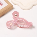Elegant large pearlescent pink knot claw clip for women's hair styling and bun - Sky Red