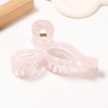 Elegant jelly pink bow hair claw clip with pearlescent finish for women's hairstyling - White Pink