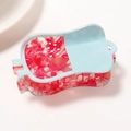Graziosa clip per capelli in PVC stile medico con design a bottiglia marmorizzato rosso e blu - Forma a borsa di medicina (C19-1-17)