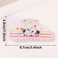 Pinza per capelli con gatto bianco, strisce colorate e design a cuore, fermaglio in acrilico - Stile Mengmeng