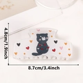 Pinza per capelli gatto nero crema con motivi a cuore e dimensioni 8,7cm per 4,8cm - Stile Juanjuan