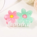 Pinza para el pelo con flores rosa y verde menta para peinados elegantes de coleta - Rosa y Verde