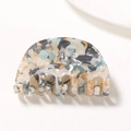 Elegant medium marble pattern hair claw clip with black and grey stone texture finish - Multi-color