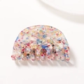 Elegant medium acetate hair claw clip with colorful stone pattern for bun hairstyles - Dopamine Molecule