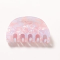 Elegant semi-round hair claw clip featuring pink and lilac marble texture finish - Lilac Purple
