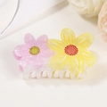 Pinza para el pelo con flores rosas y amarillas de acetato perlado para mujer - Púrpura y Amarillo