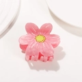 Pinza para el pelo con flor rosa con acabado perlado y dulce diseño floral para mujer - Rojo Claro