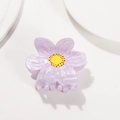 Pinza para el pelo con flor morada dulce y centro amarillo para un estilo de verano - Púrpura Claro