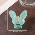 Light blue marble texture butterfly hair claw clip with golden metal spring detail - Iceland Blue