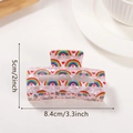 Rainbow Love Is Love white square hair claw clip with heart patterns 8.4cm length - Neon Heart Love Slogan (D4-2-19)