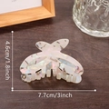 Eleganter 7,7cm perlmuttfarbener hohler Schmetterling Haarklammer mit Marmormuster - Cremeweiß