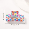 Rainbow heart pattern PVC hair claw clip showing 8.4cm length and 5cm height dimensions - Candy Colorful Hearts (D4-2-26)