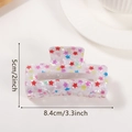 Rainbow star pattern rectangular PVC hair claw clip with pearlescent finish 8.4cm - Colorful Elegant Stars (D4-2-23)