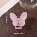 Pink and white marble butterfly hair claw clip with 6.1cm length and gold spring - Violet