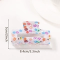 Creamy floral PVC square hair claw clip with colorful flower print measuring 8.4cm - Colorful Elegant Floral (D4-2-21)