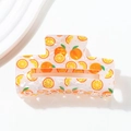 Acetate hair claw clip featuring bright orange fruit patterns for thick hair - 8.5cm / Orange