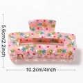 Pink hair claw clip with yellow pineapple and red heart patterns, 10.2cm large size - 10.2cm / Pineapple