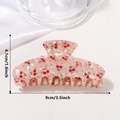 Pinza per capelli in acetato panna da 9cm con stampa a ciliegie per acconciature - Ciliegia Rossa (C8-3-17) / 9cm